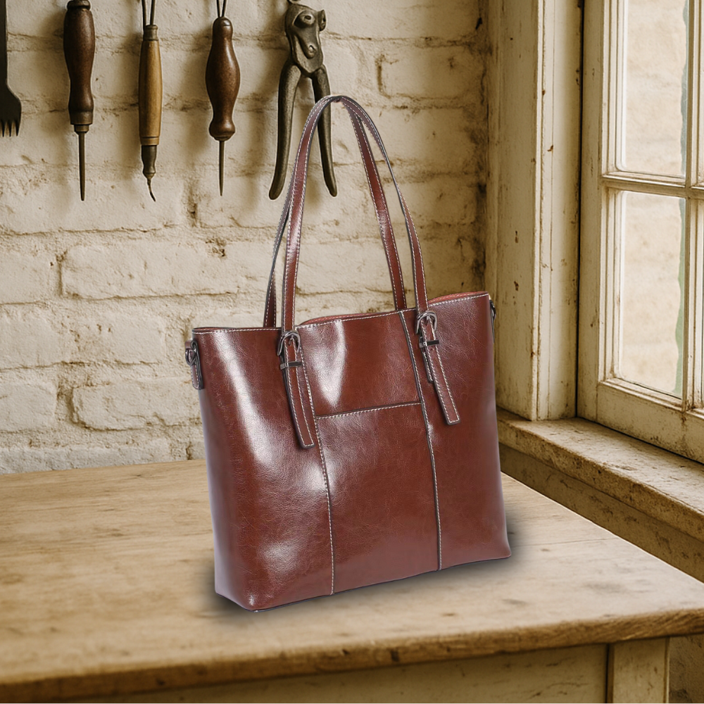 KENAWI | Grand sac à main en cuir véritable