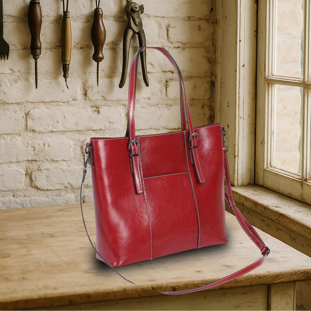 KENAWI | Grand sac à main en cuir véritable