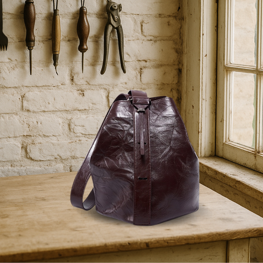 KENAWI | Sac à dos en cuir de vachette froissé de première qualité