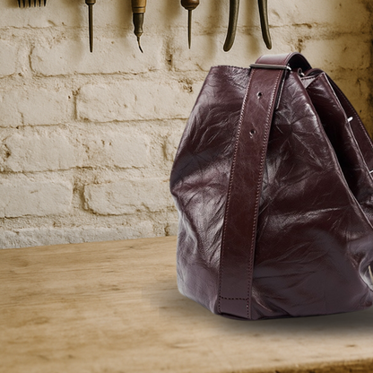 KENAWI | Sac à dos en cuir de vachette froissé de première qualité
