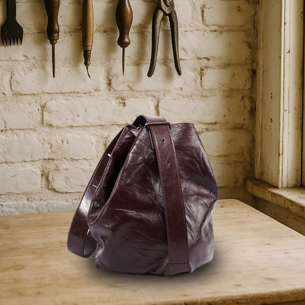 KENAWI | Sac à dos en cuir de vachette froissé de première qualité