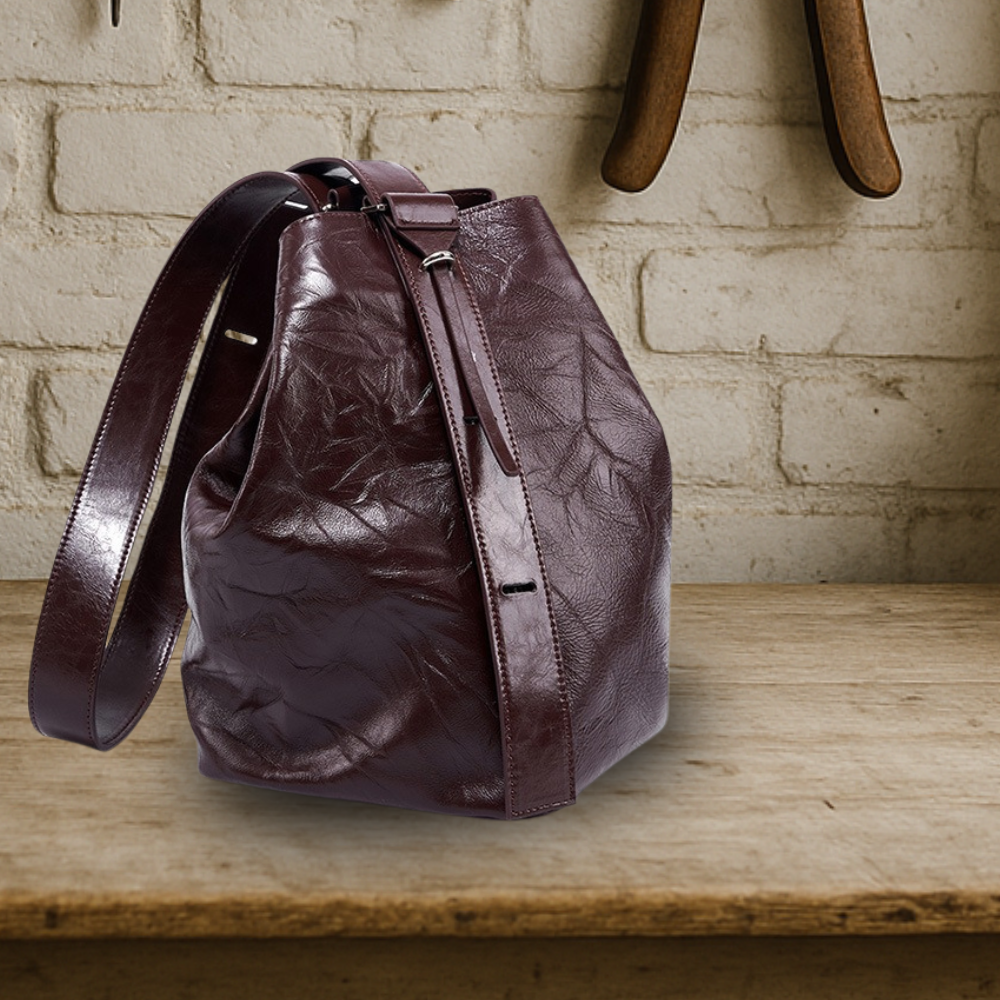 KENAWI | Sac à dos en cuir de vachette froissé de première qualité