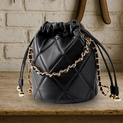 KENAWI | Sac à dos Bucket Crossbody avec cordon de serrage et chaîne en cuir