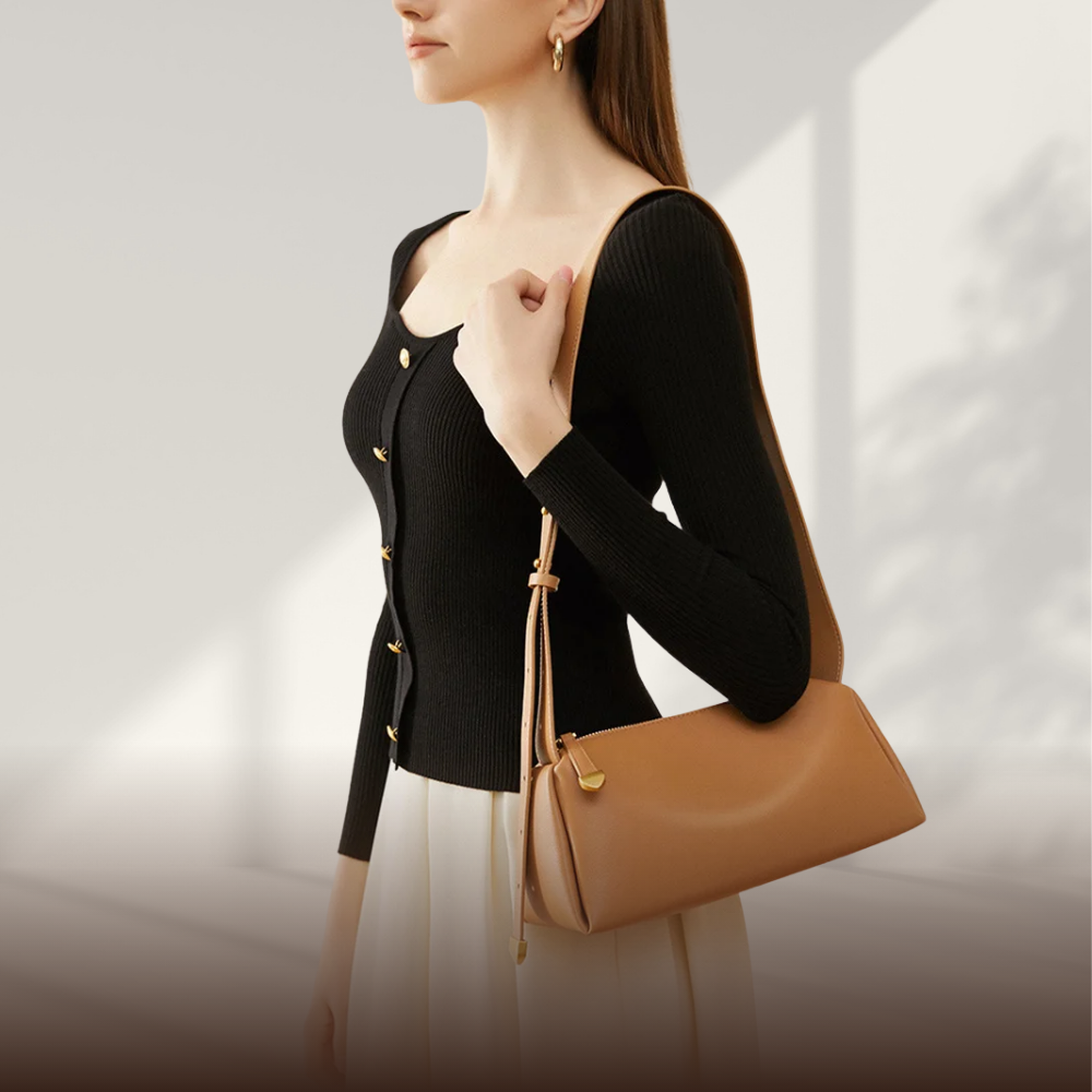 KENAWI | Sac à bandoulière Baguette en cuir véritable