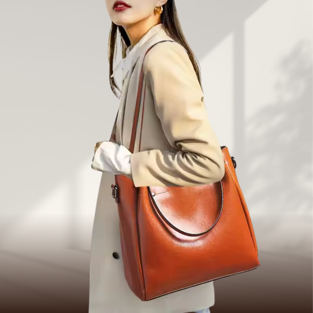 KENAWI | Elégante pochette à double sens en cuir véritable
