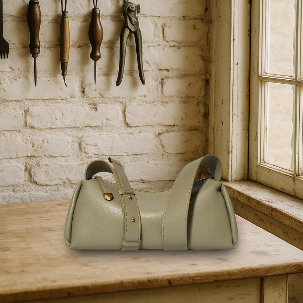 KENAWI | Sac à bandoulière Baguette en cuir véritable