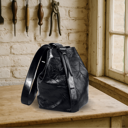 KENAWI | Sac à dos en cuir de vachette froissé de première qualité