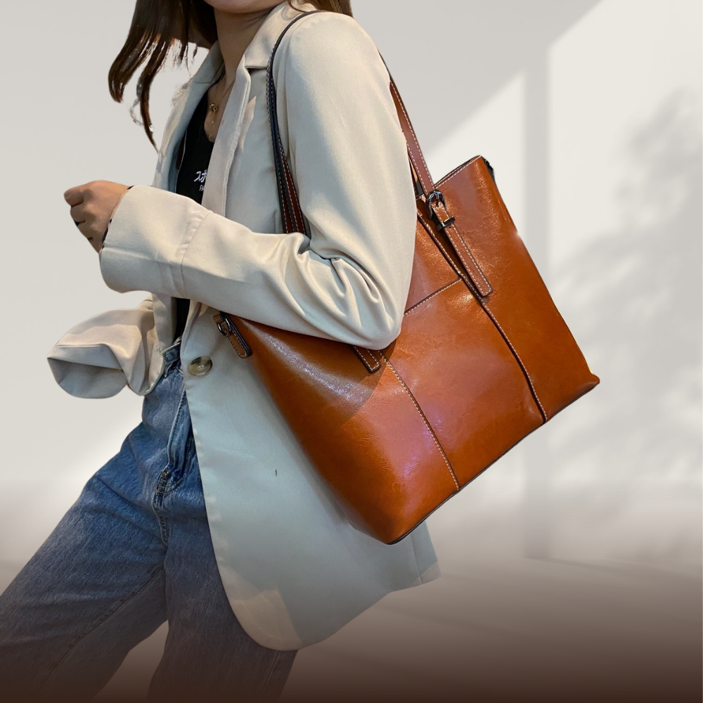 KENAWI | Grand sac à main en cuir véritable