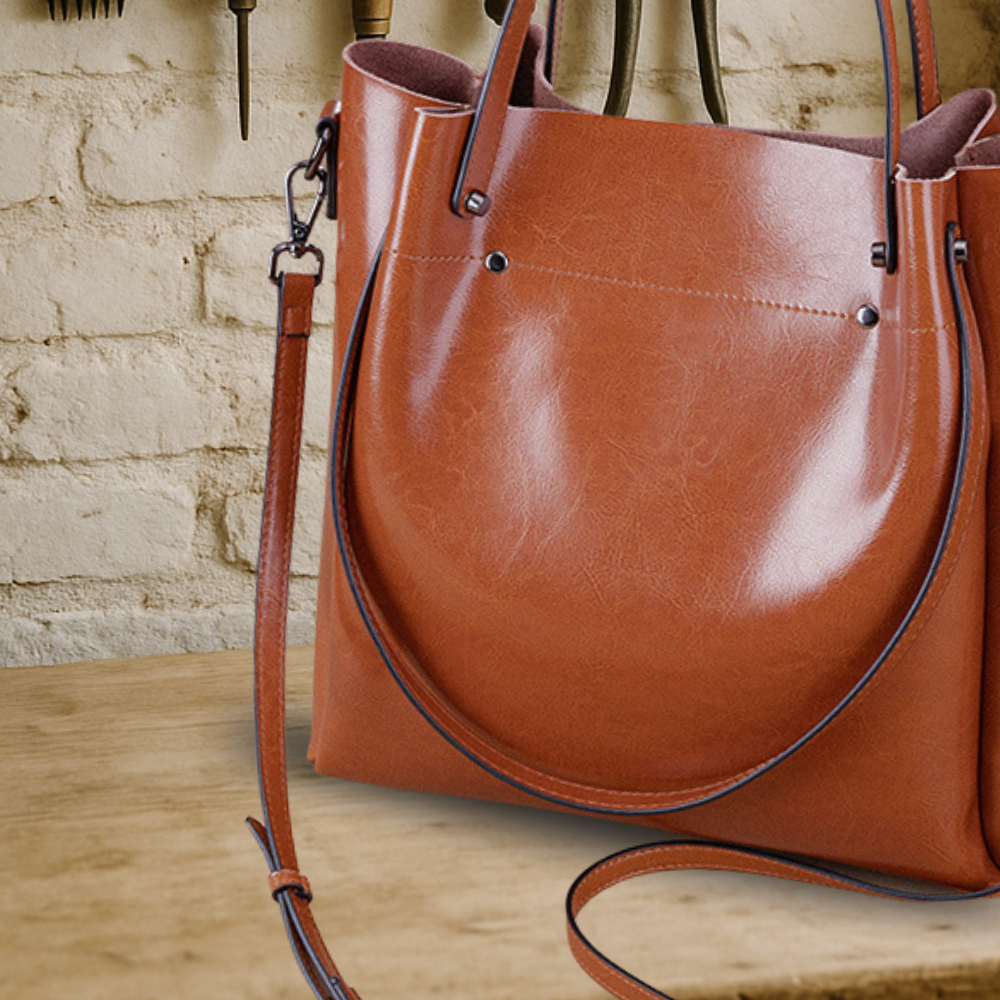 KENAWI | Elégante pochette à double sens en cuir véritable