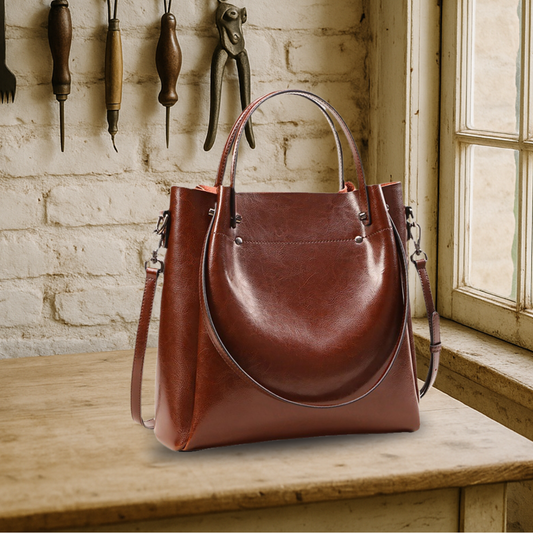 KENAWI | Elégante pochette à double sens en cuir véritable