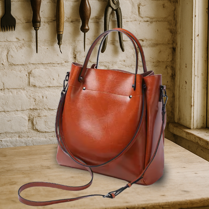 KENAWI | Elégante pochette à double sens en cuir véritable