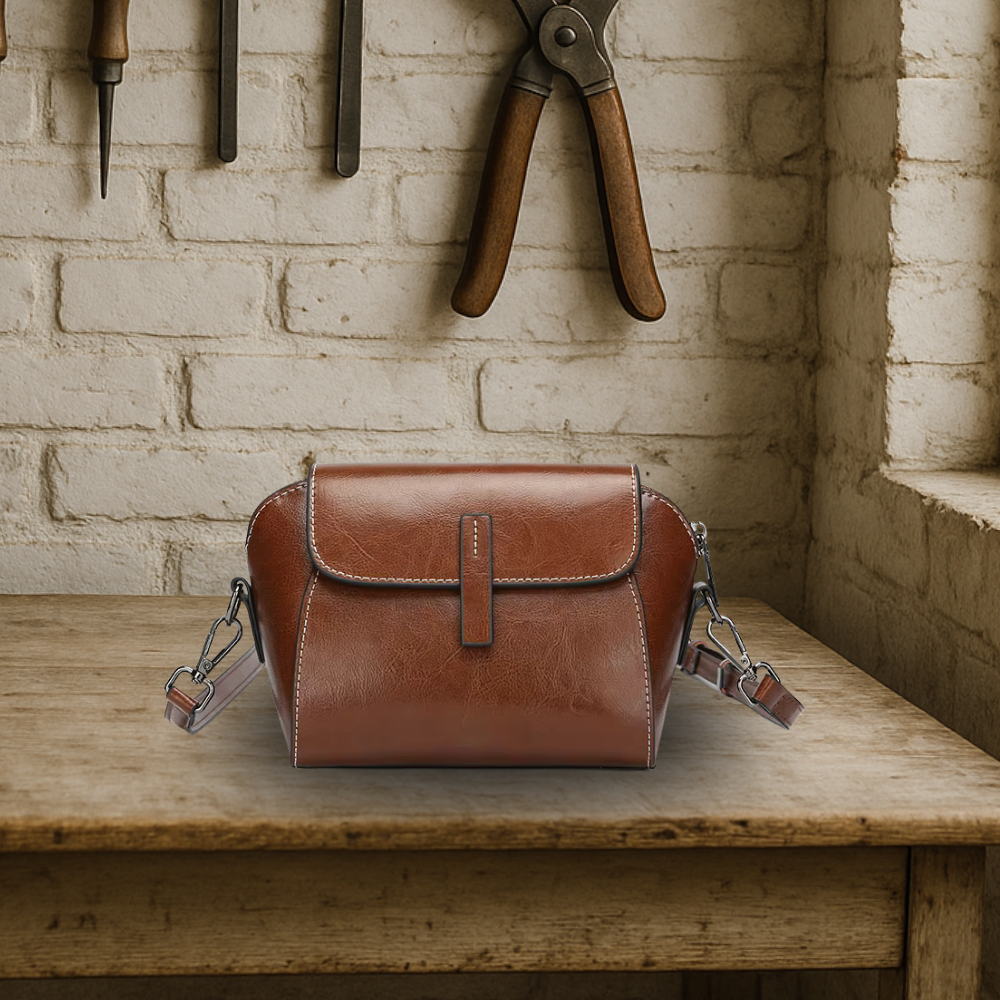KENAWI | Sac à bandoulière en cuir véritable de style vintage