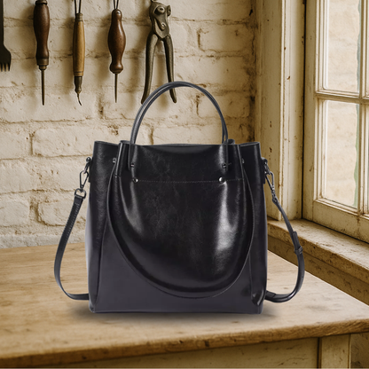 KENAWI | Elégante pochette à double sens en cuir véritable