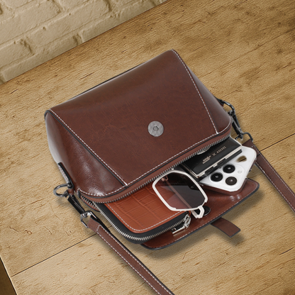 KENAWI | Sac à bandoulière en cuir véritable de style vintage