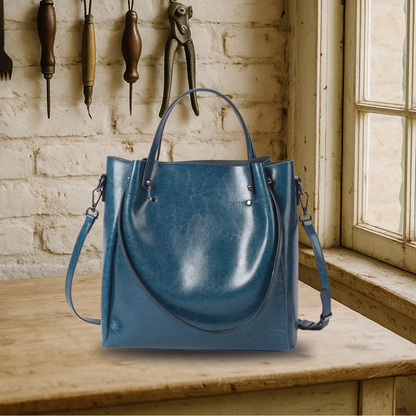 KENAWI | Elégante pochette à double sens en cuir véritable