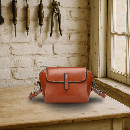KENAWI | Sac à bandoulière en cuir véritable de style vintage